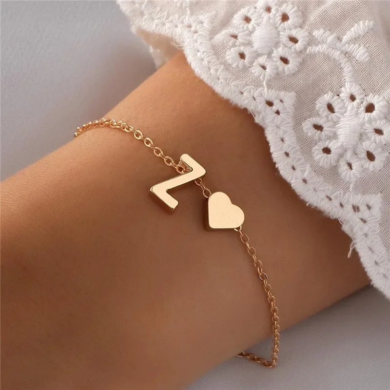 Lettera Mini Love Heart braccialetto a catena sottile semplice catena a mano minimalista per le donne ragazze gioielli decorazione regalo regalo di