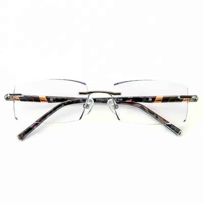 EAGWOO Titanium Eyeglasses Men Rimless Prescription Myopia Photochromic Diamond Glasses Frameless Spectacle Vision Window 1008