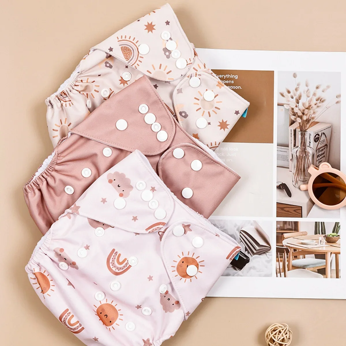

Washable Baby Training Pants 3pcs Waterproof Cloth Diaper with Cartoon Print Reusable Infant Underwear