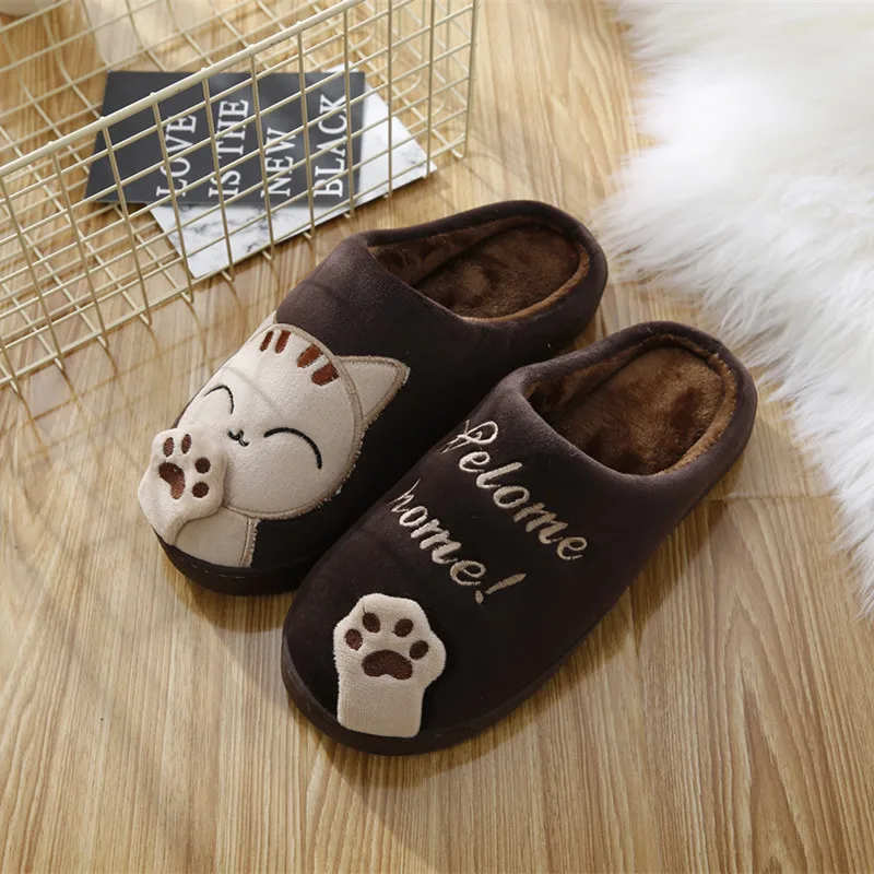 Thick Cat Cute Cartoon Women Warm Shoes Winter Slippers Shoes Couple Indoor Home Furry Slippers Warm Personalized Sandals