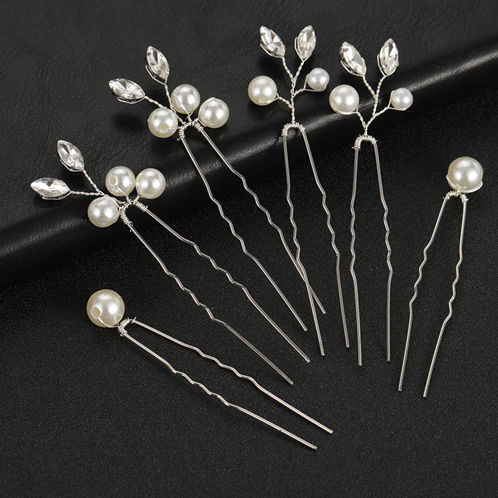 6 قطعة خوذة الزفاف الزفاف اللؤلؤ دبوس الشعر أنيقة U على شكل دبابيس الشعر للعروس حلية شعر دبابيس الشعر اللؤلؤ #3