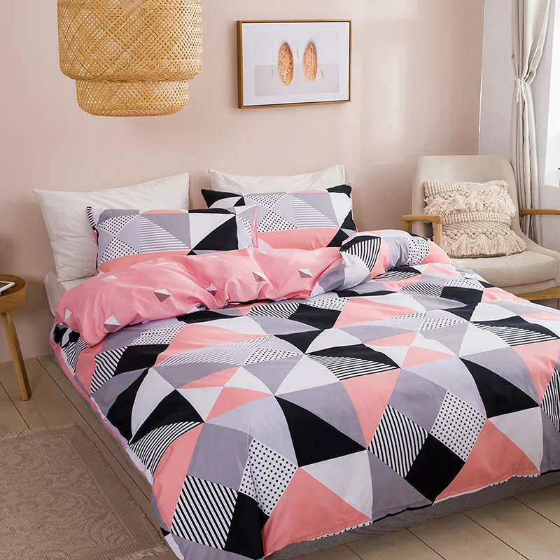 

Modern Geometric Print Queen Bedding Set Soft Comfortable King Size Duvet Cover Set Cheap and Durable Single Double Bedding Sets