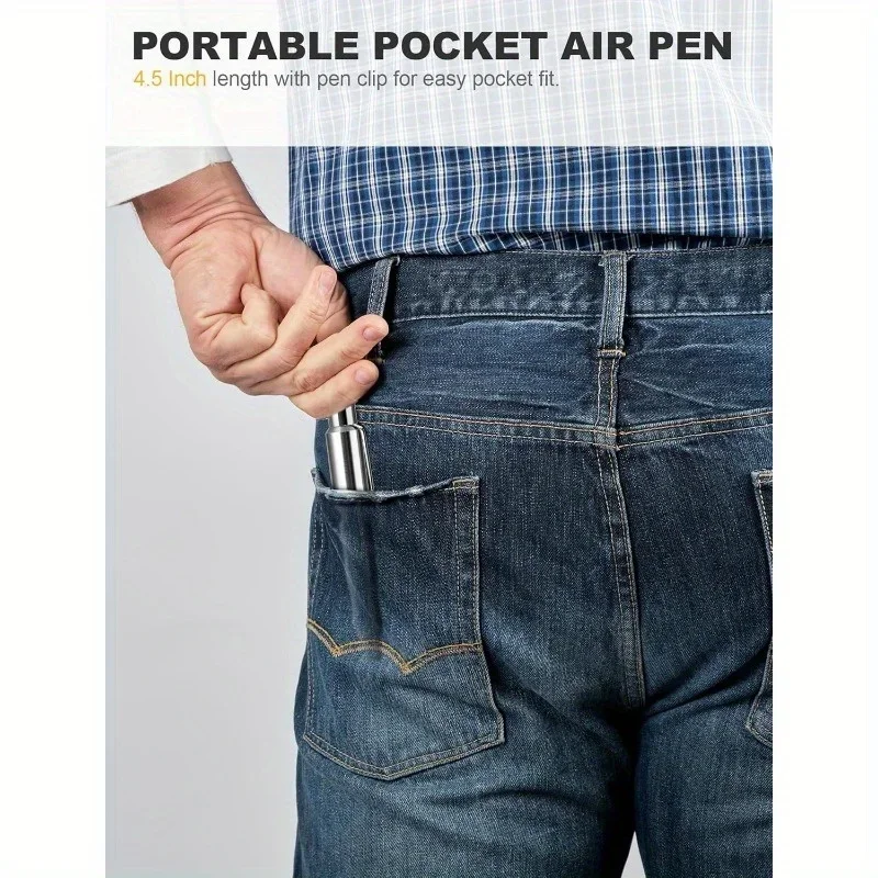 Adjustable Pocket Air Blow Gun Industrial Style "M" 1/4 Inches Quick Plug 150 PSI Max Portable Air Blower Pen for Dust Cleaning