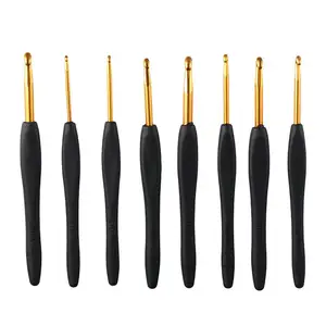 Black crochet hooks for arthritic hands, ergonomic crochet hook, soft needle, beginner kit, 2.5-6.0mm, 8pcs 6 Main Sales Croche Kit - №3