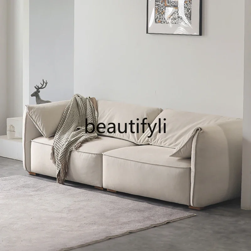 

zqqqqHigh-end technology cloth sofa Italian minimalist living room cream wind cloud fabric sofa