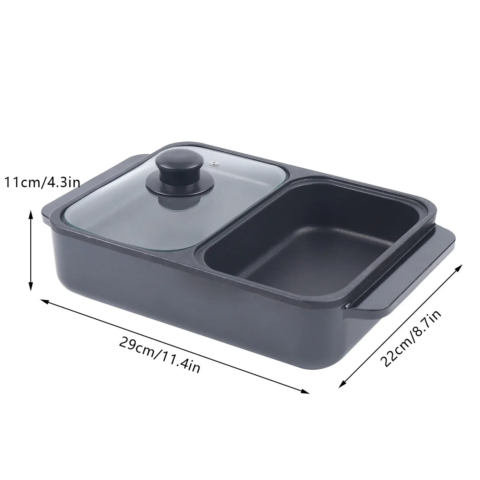 Mini 2-IN-1 Electric Hot Pot BBQ Grill Kitchen Smokeless Shabu Cooking Pan 1200W