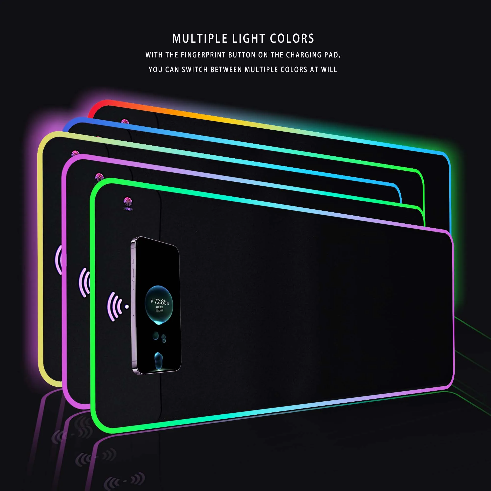 Imagem -05 - Rgb Glow in The Dark Mouse Pad para Jogadores Carregamento sem Fio Tamanho Grande Escritório Teclado Gamer