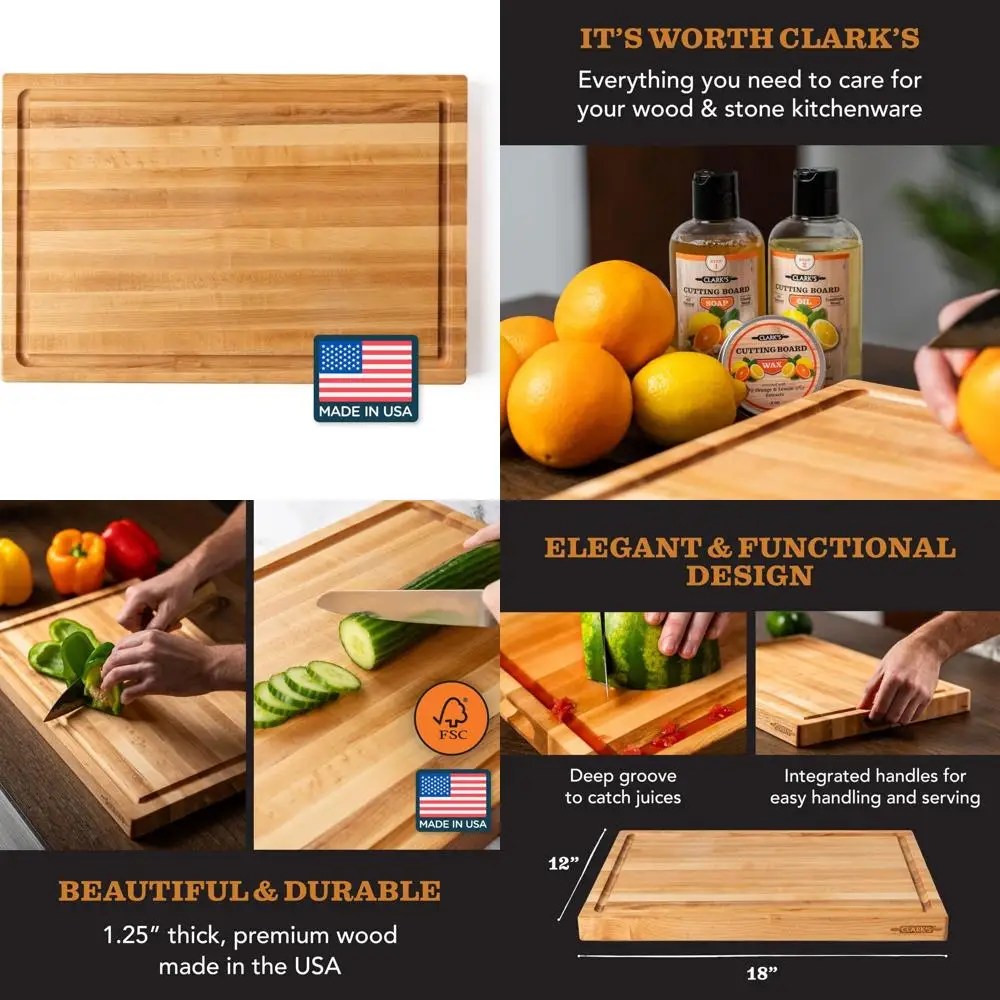

Large Hardwood Maple Chopping Board with Deep Juice Groove for Easy Carry and Enhanced Grip - Ideal for Kitchen Use