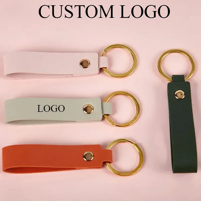 

Custom Logo PU Leather Keychain Pendant Laser Engrave Personalize Bag Car Key Chain Holder Keyring Gift for Men and Women