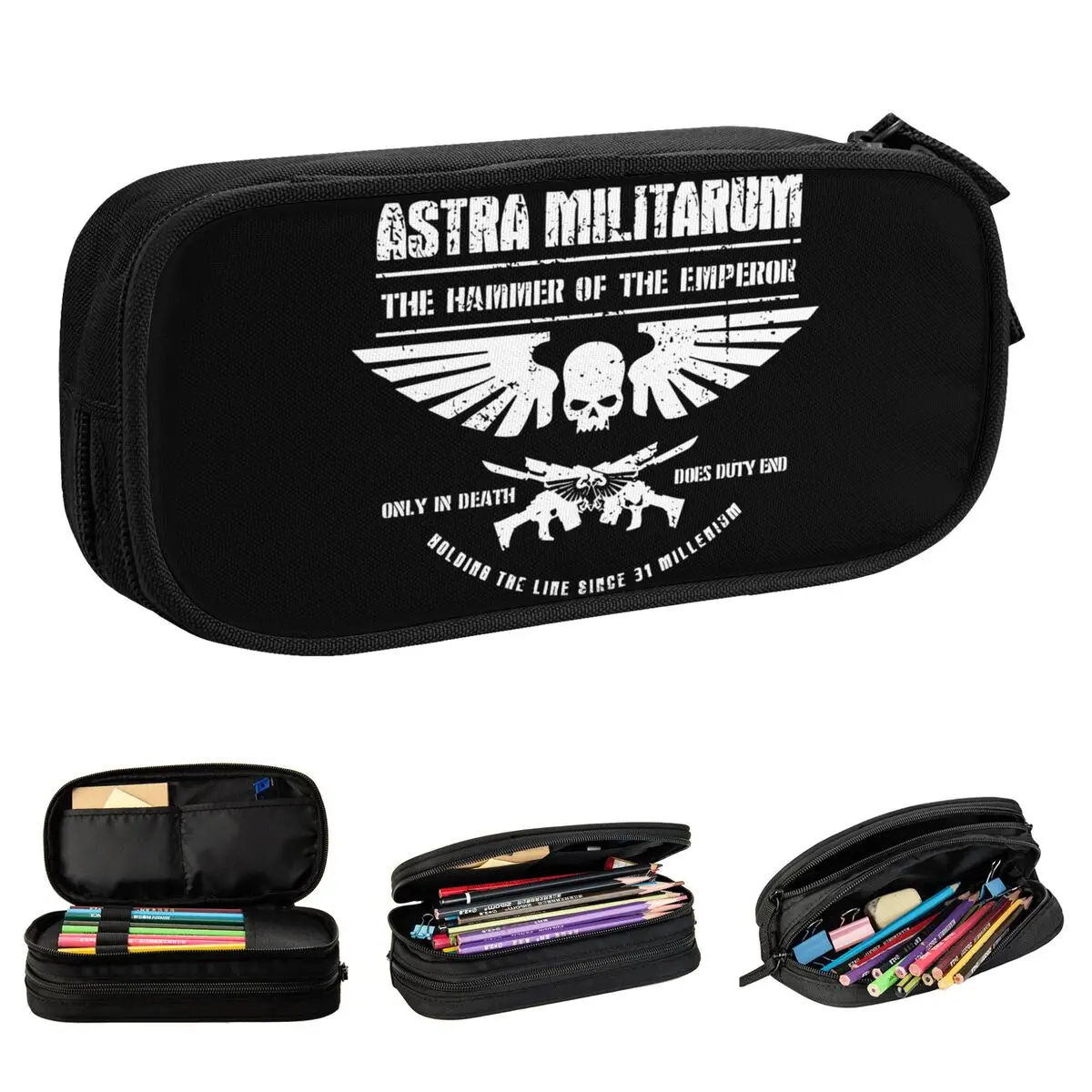 Astra Militarum Imperial Guard Pencil Cases W-Warhammer 40k Pen Bags Girls Boys Big Capacity School Supplies Gifts Pencil Pouch