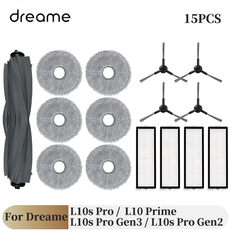 Für Dreame L10s Pro Gen 3 / L10s Pro Gen 2 / L10s Pro / L10 Prime Roboterstaubsauger Ersatzteile Hauptbürsten Seitenbürsten Wischtücher Filter