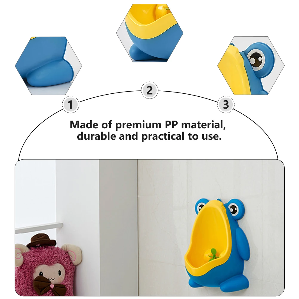 

1pc Boy Training Urinal Baby Boy Toilet Cartoon Frog Pee Shape Potty Blue Green Wall Mount Easy Clean Durable PP