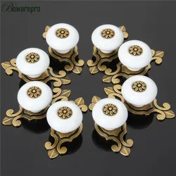 bowarepro 8pcs Vintage Retro Ceramic Door Knobs Wardrobe Cabinet Drawer Pulls Kitchen Cupboard Cabinet Handle Furniture Hardware