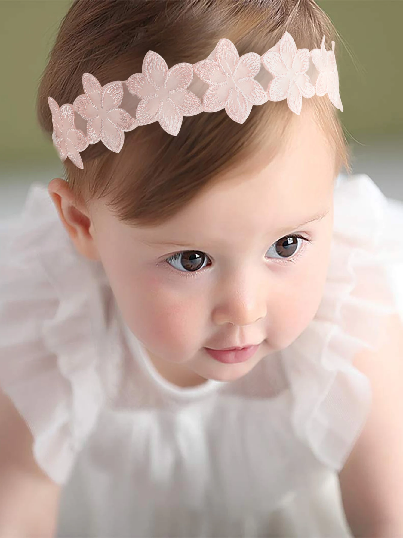 2pcs Baby Flower Decor Polyester Hair Band Wedding Party Lace Headband Elastic Flower Headband Baby Headwear Hair Accessories