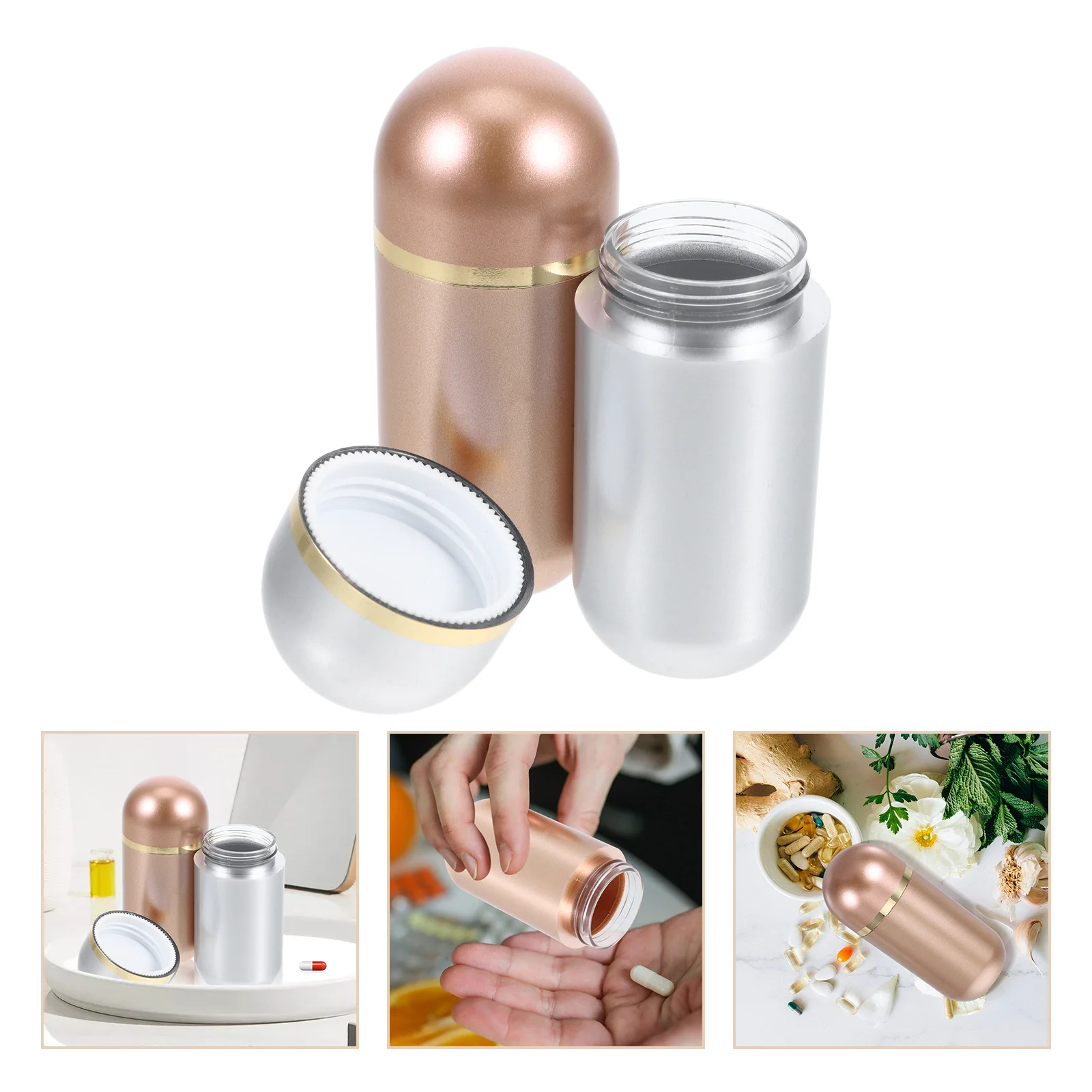 

2Pcs Plastic Pill Container Small Portable Travel Medicine Bottle Organizer Compact Case for Pills Pill Container for Purse