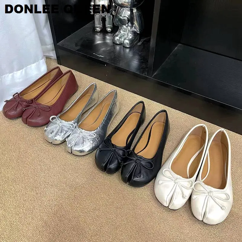 

2026 New Design Fashion Split Toe Mary Jane Shoes For Women Flats Tabi Loafers Soft Leather Ballet Comfot Ballerina Female Mujer