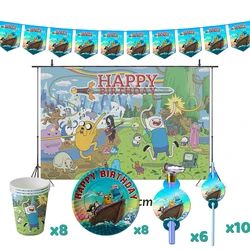 Adventure Time Birthday Party Decorations TV Show Baby First Theme Supplys Banner Cups Plates for Kids