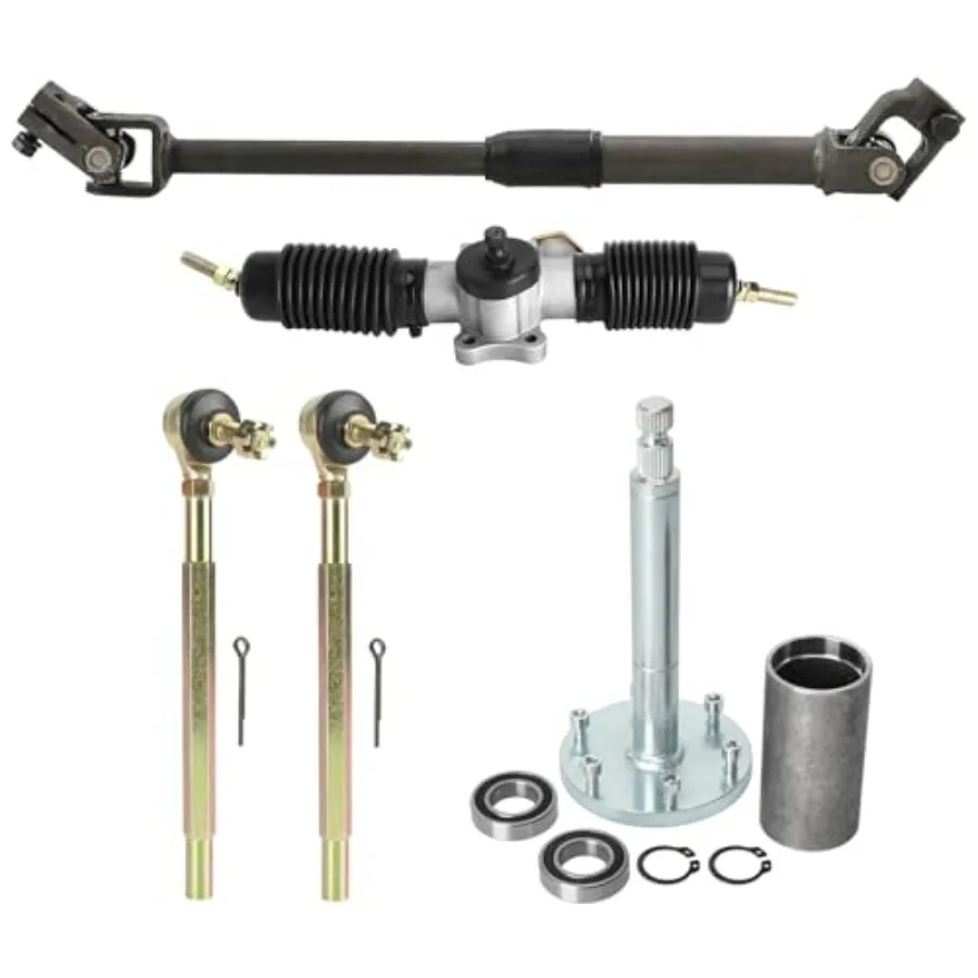 

Go Kart Steering Kit Metal 420mm Rack and Pinion Steering Gear Steering Shaft Tie Rod with Steering Wheel Holder Hub Suitable f