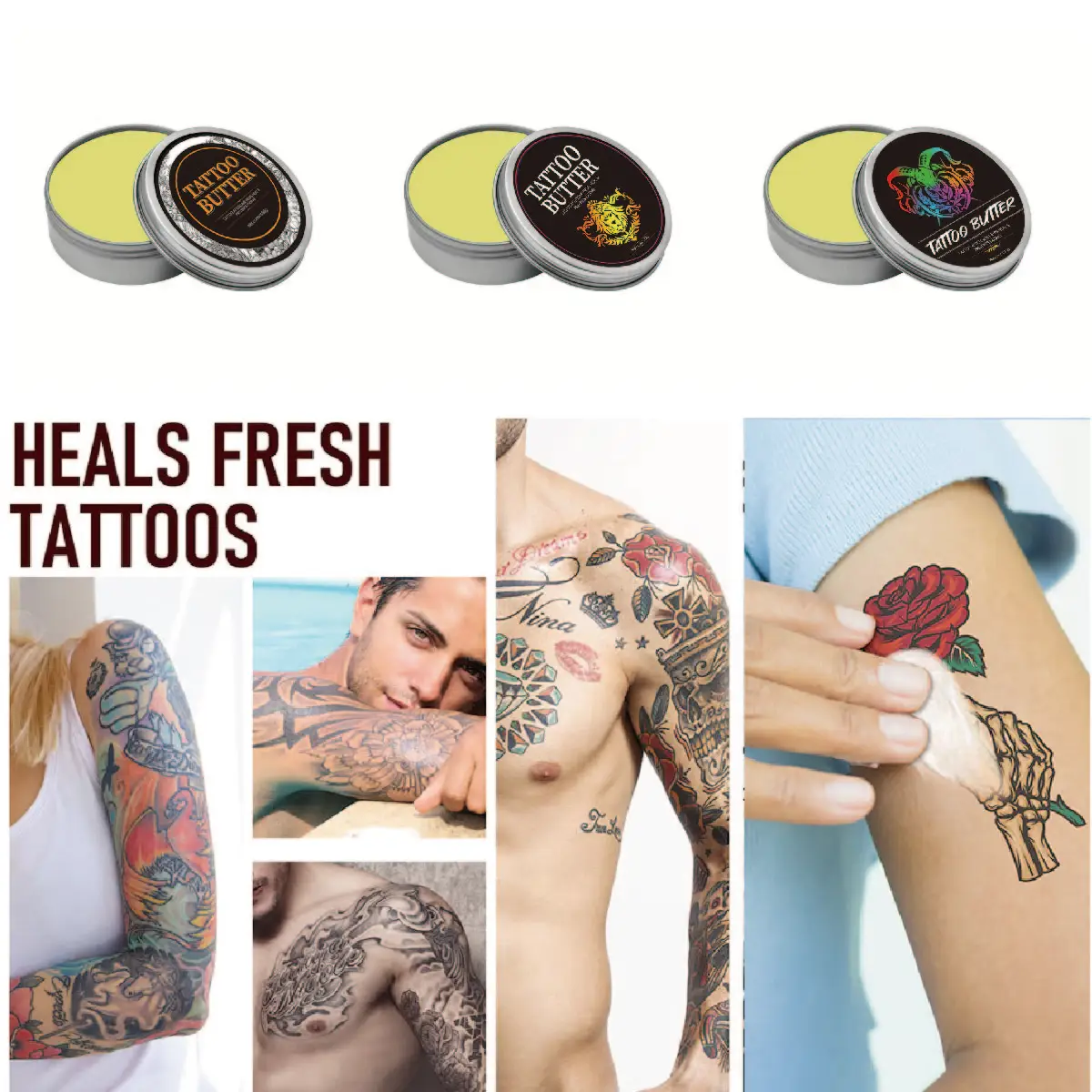 Tattoo aftercare, tattoo lotions and tattoo creams, color enhancers and tattoo moisturizers to rejuvenate new and old tattoos