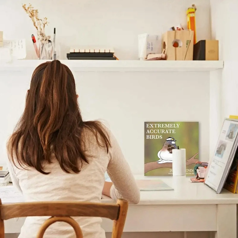 Desk Calendar Set Kit 2024 Calendar Kit Of Extremely Accurate Birds Cartoon Standing Flipdesktop Calendar Daily Planning Monthly