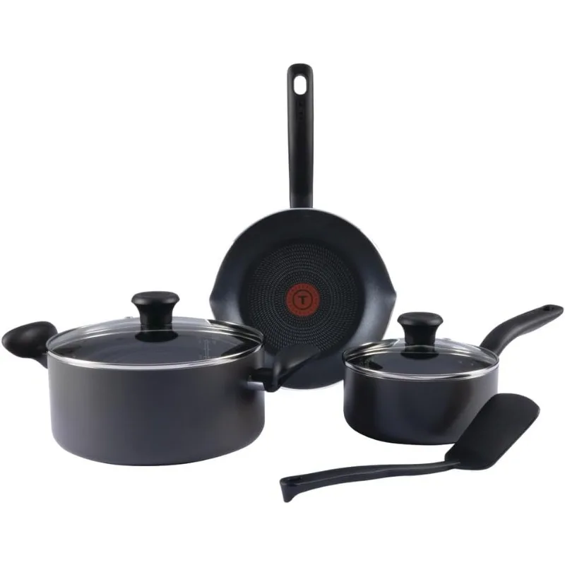 

T-fal Initiatives Nonstick Cookware Set 6 Piece Oven Safe 350F Cookware, Pots and Pans, Oven, Broil, Dishwasher Safe Gray