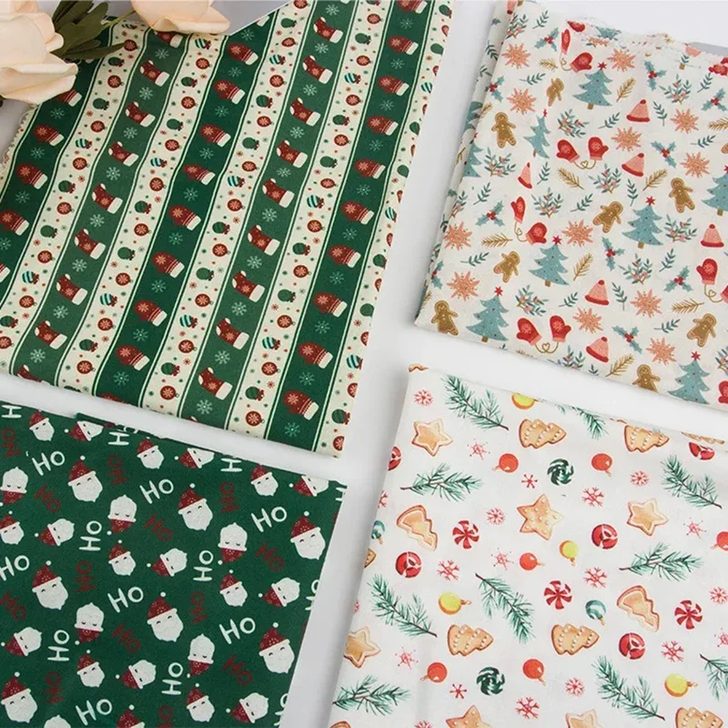 

Santa Claus Cotton Fabric Christmas Series Decorative Cloth Cotton Plain Printed Fabric DIY Handmade Tablecloth Sewing Quilting