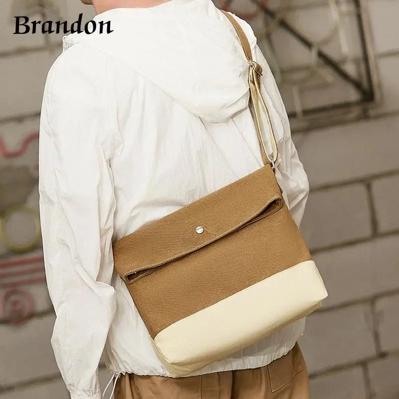 Korean style men's and women's universal temperament crossbody commuting simple one shoulder ins large capacity canvas bag