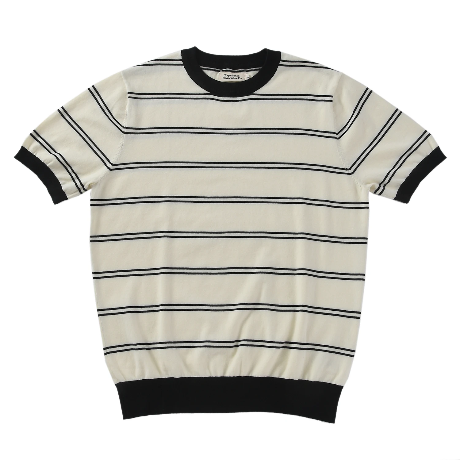 Men's Striped Knit T-shirt Business Casual Military Style Breton Top