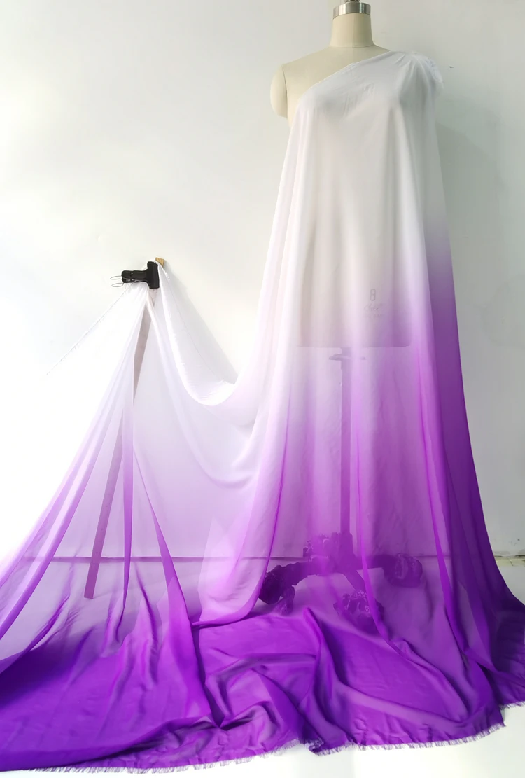 Ombre Chiffon 58\'\' Wide By Meter Gradient Chiffon Fabric Wedding Dress Stage Material