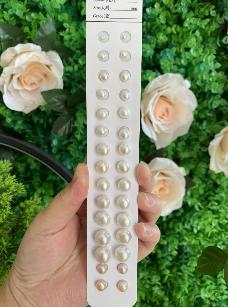6A Natural Freshwater Pearl Beads High Luster Flawless Half Drilled Hole 2-14 mm Loose Bead Button Pearls for Jewelry Making 2