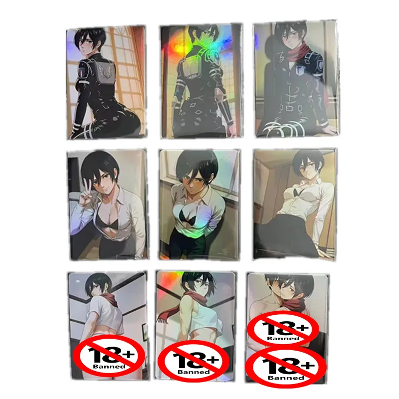 9 Teile/satz Hausgemachte Anime Karten ACG Angriff auf Titan Mikasa Ackerman Sexy Nude Karten DIY Spielzeug Geschenk Spiel Sammlung Karte