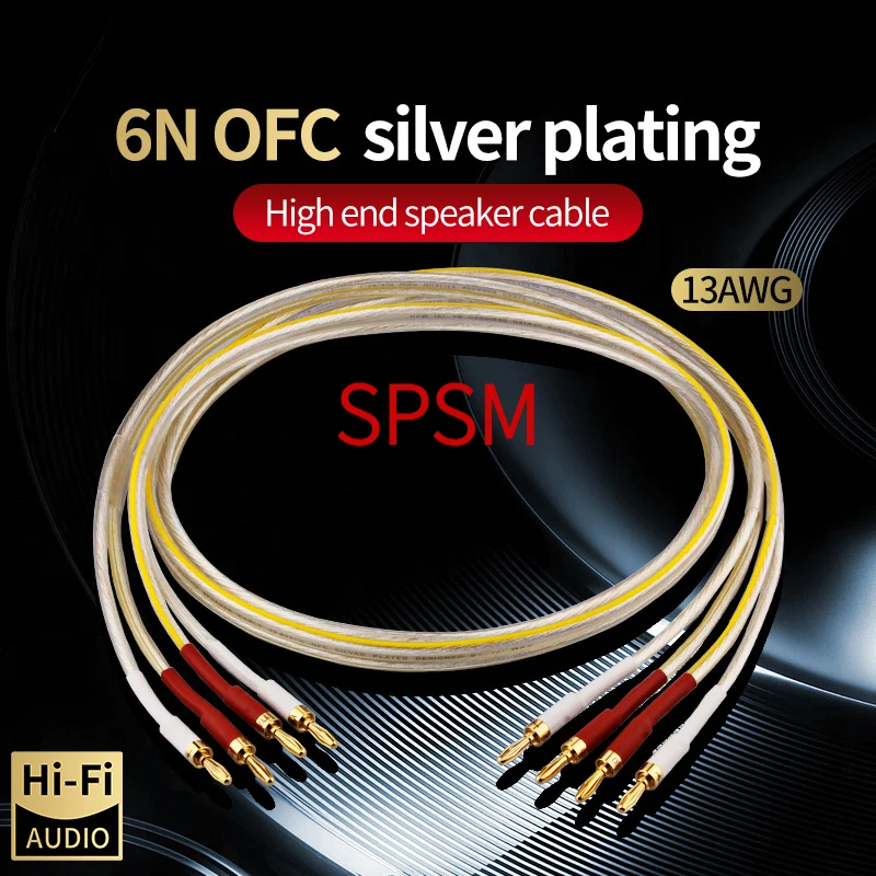 Hi‑Fi Silver Plated Speaker Cable with 3.5mm Gold‑Plated Banana Plug free shopping