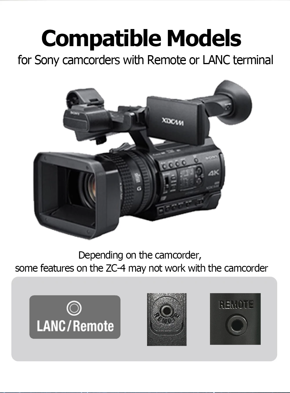 ZC-4 für Sony Camcorder Lanc Zoom Controller ersetzt Sony RM-30BP für Videozoom, Fokus, IRIS, Aufnahme, ND, Weißabgleich – Detail 13