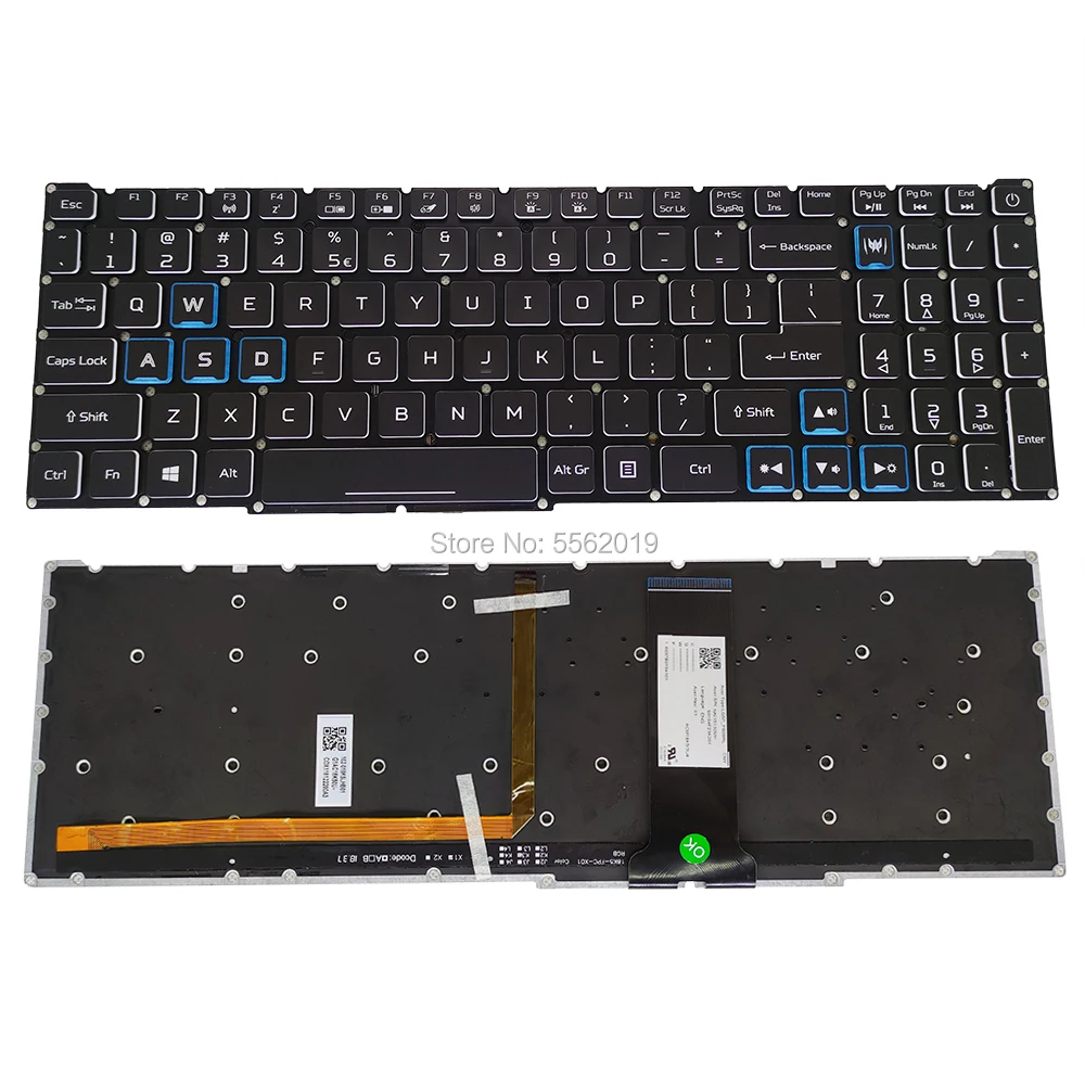 US RGB Backlit Keyboard For Acer Nitro 5 AN515-54 AN515-55 AN517 AN715-51-56YW English Replacement Keyboards Teclado LG5P-P90BBL