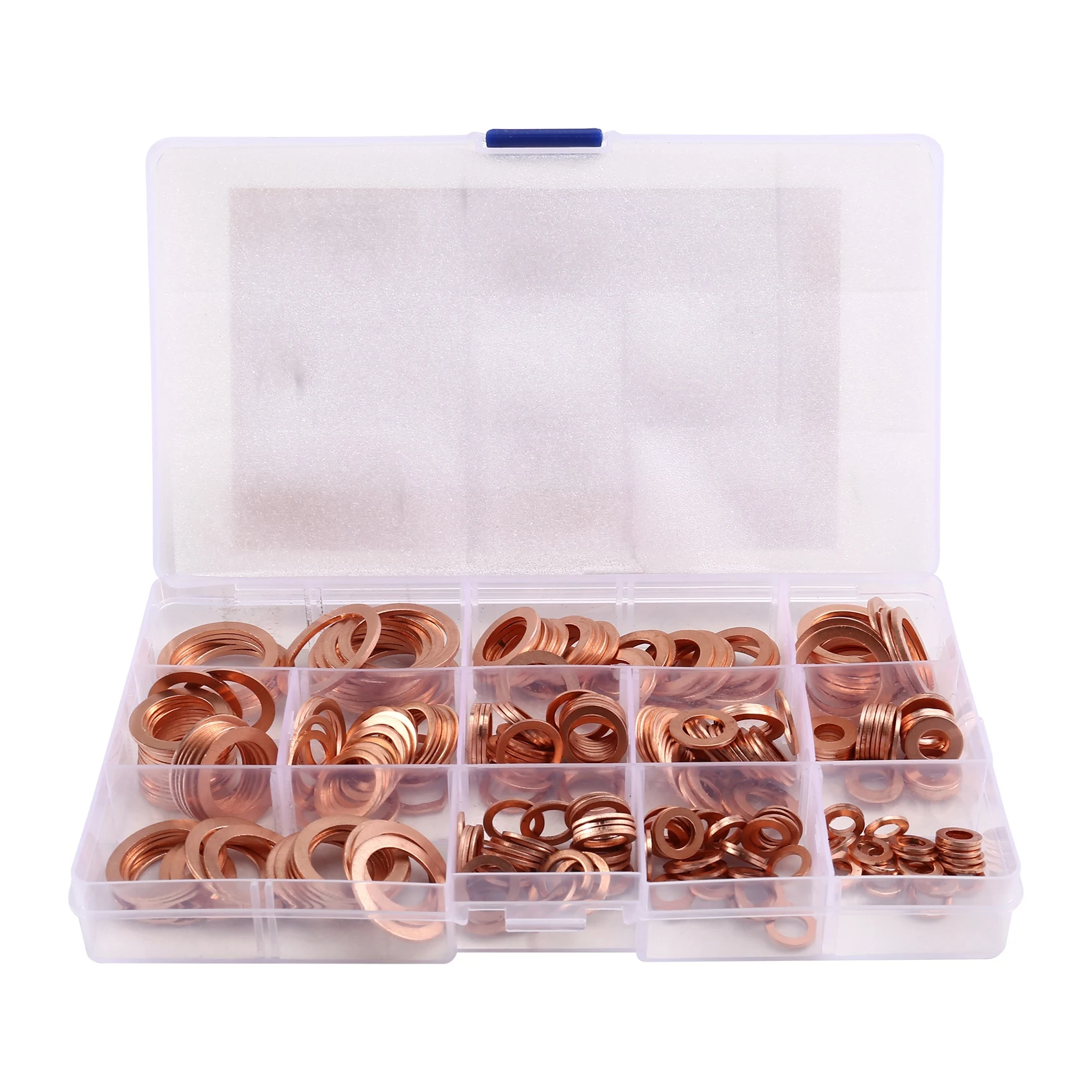 A21Q -300Pcs Copper Washer Combination Box Sealing Copper Gasket Metal Flat Washer Combination