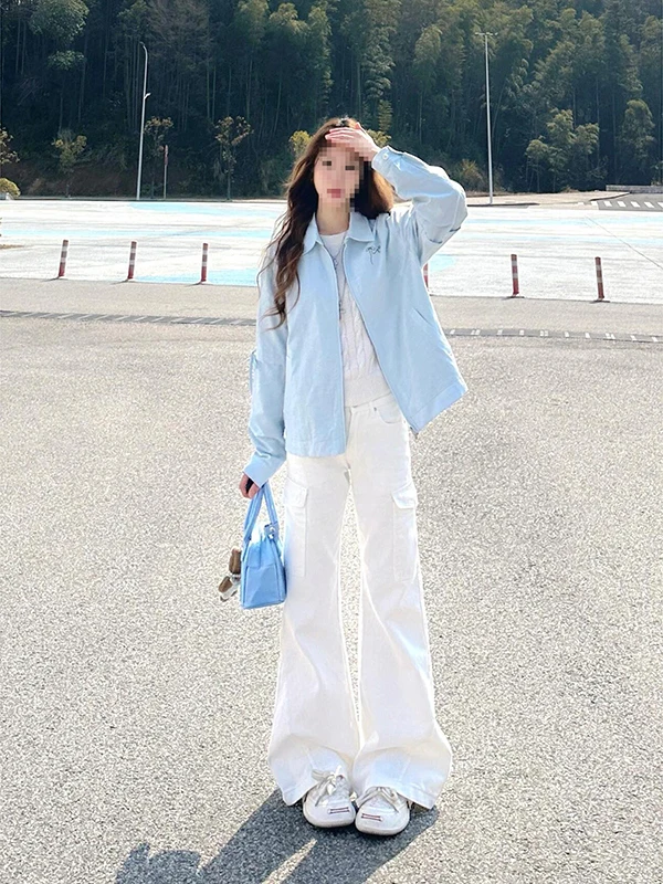 

Американские джинсовые рабочие брюки с низкой посадкой для женщин, весна-осень, новые, в стиле Spicy Girl, облегающие, микро-клеш