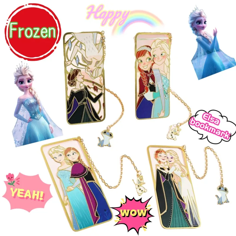 Marcapáginas de Metal de dibujos animados creativos de Frozen Elsa, papelería de lectura, decoración exquisita, marcador de libros, regalo fresco para estudiantes
