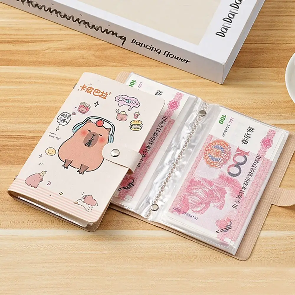 Capybara 100 Envelopes Money Saving Challenge Large Capacity PU Mini Binder Savings Challenge Reusable Waterproof