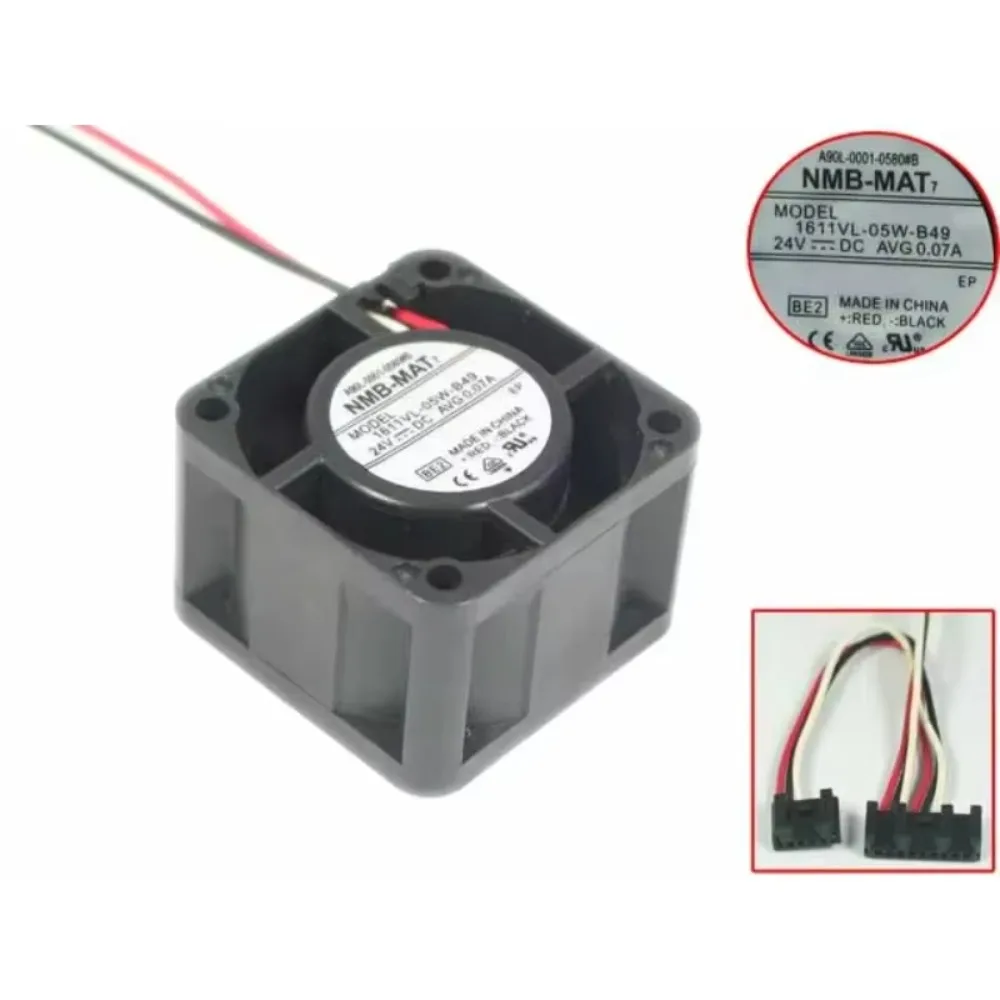 

NMB-MAT 1611VL-05W-B49 BE1 BE2 DC 24V 0.07A 40x40x28mm 3-Wire Cooling Fan