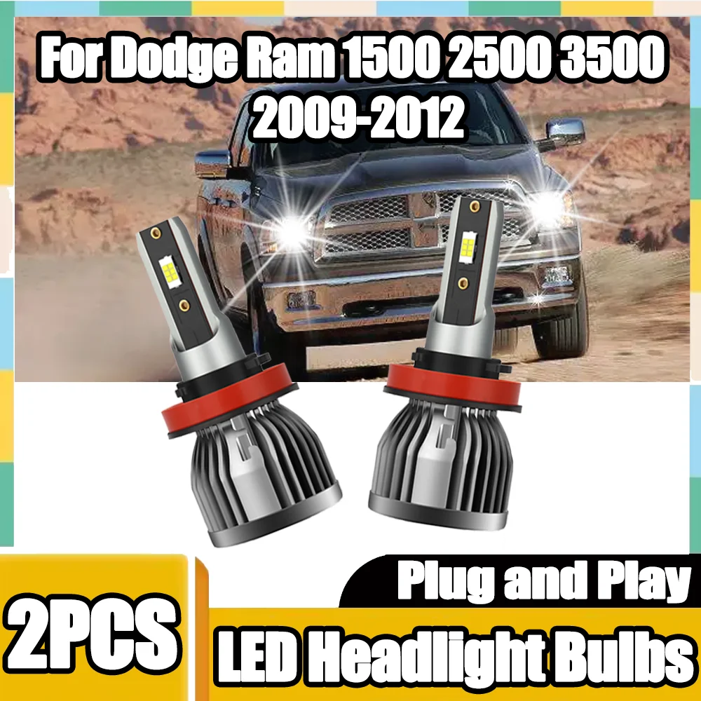 

4-Headlamps 6000K White H11 H8 H9 Car LED Headlight Bulbs Plug and Play High Power 12V For Dodge Ram 1500 2500 3500 2009-2012