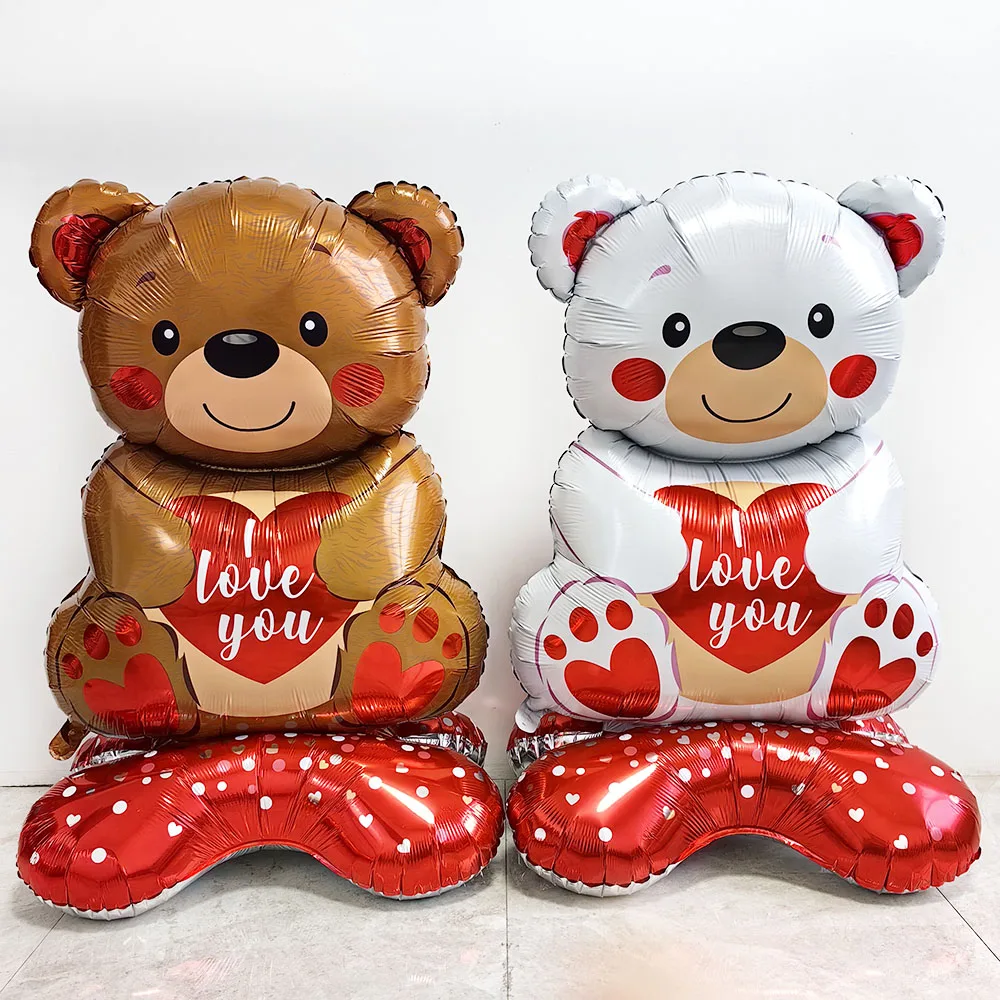 Valentine's Day Large Rose Flower Shape Balloon Standing Love Bear Balloons Mother's Day Baby Shpwer Birthday Wedding Decoration - Image 5