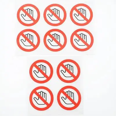 

Round Warning Vinyl Decals 10pcs No Touch Stickers for Cars Safety Signs Caution Danger Labels Adhesive Security Machine