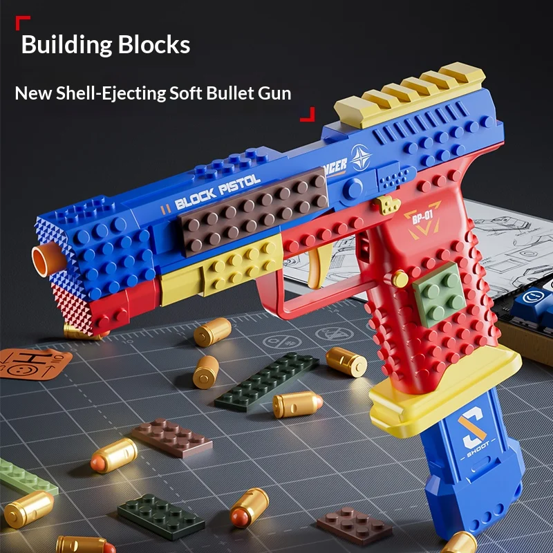 New Educational Plastic Throwing Shell Soft Bullet Toy Gun Outdoor Sports Game Pistol Launcher Model Toy Birthday Gift