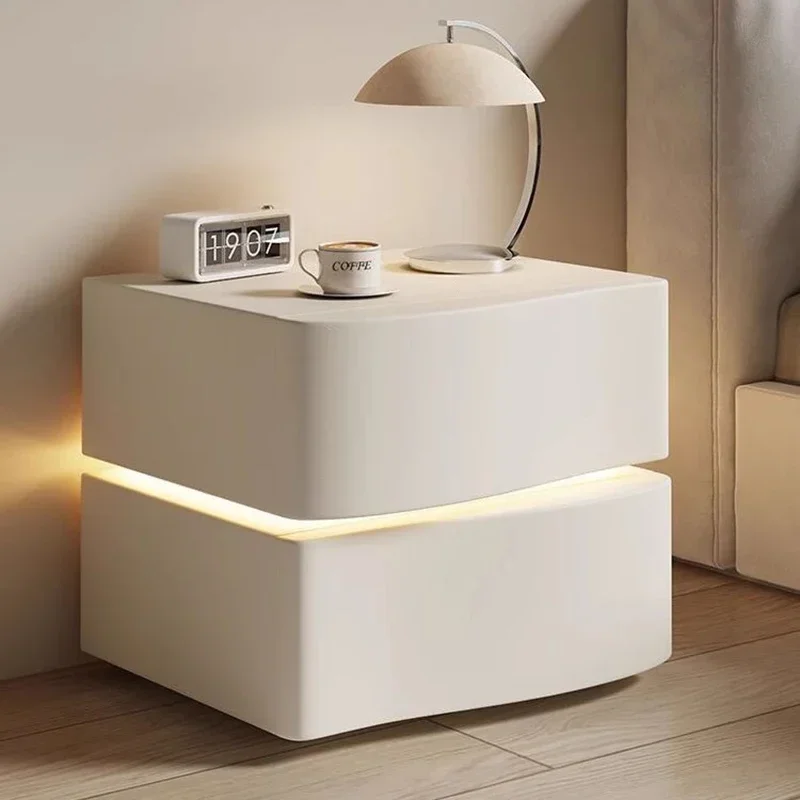 Mesa de Cabeceira Inteligente e Confortável para Quarto, Mesa Auxiliar Branca para Sala de Estar, Organizador de Canto, Móvel de Quarto