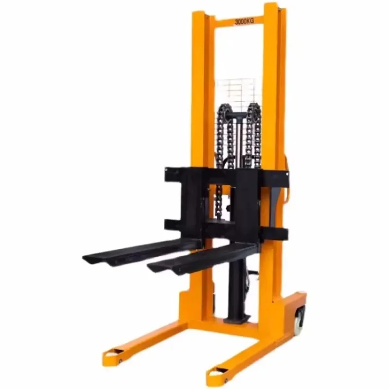 Manual Hydraulic Forklift Stacker, Semi-Lifting Truck, Hand-Operated Pallet Jack, Loader
