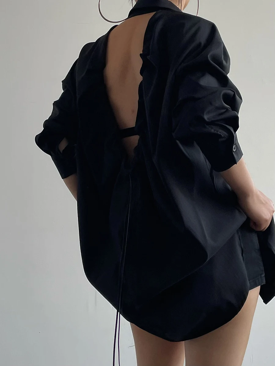 

AcupStudio Jiangyou: Новинка! Удлиненная свободная блузка с вырезами и шнуровкой, в уличном стиле, свободного кроя.