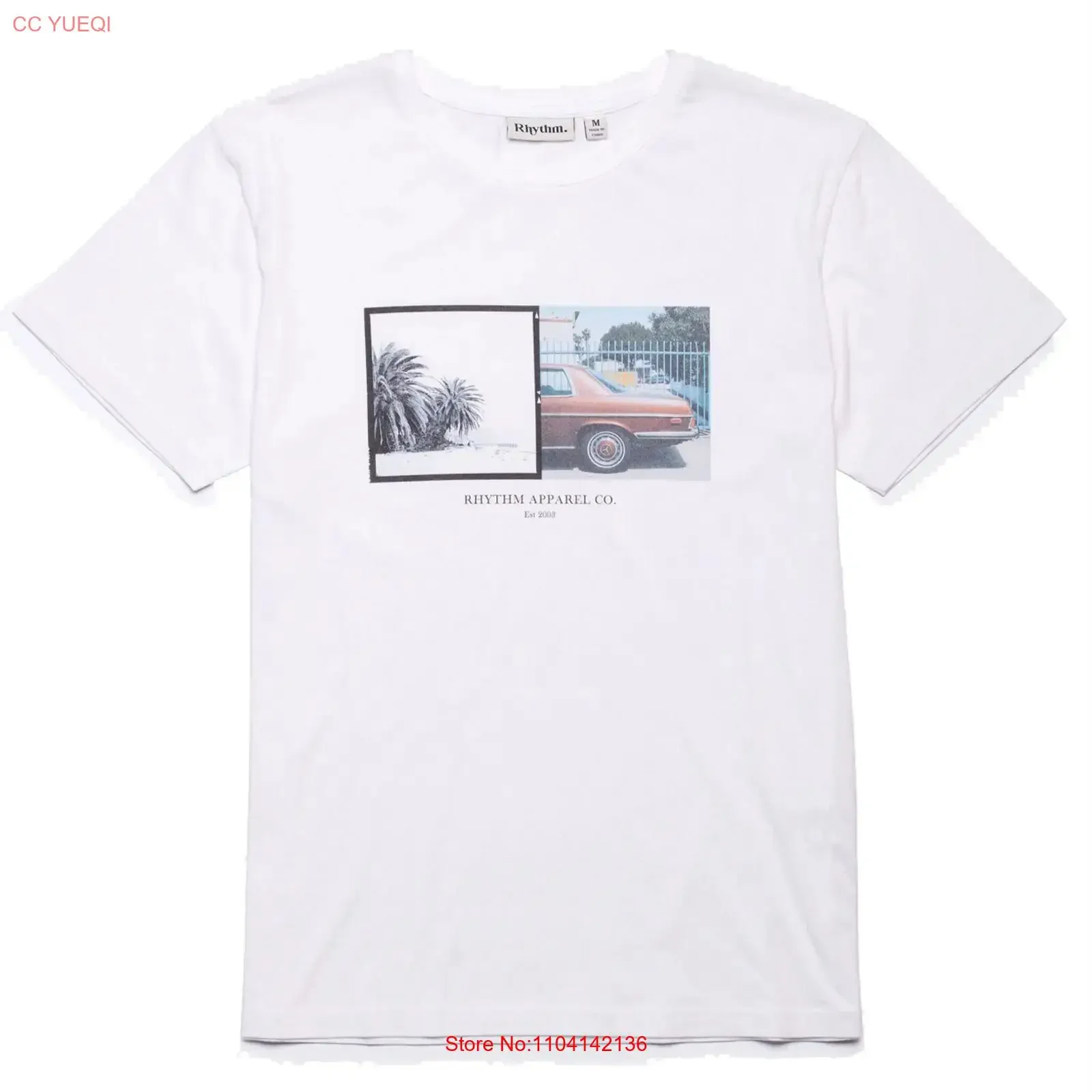 Rhythm Contax  T Shirt in White vintage Washed graphic Stretched Stylish fashion Unisex Top For Everyday Wear Versatile homme