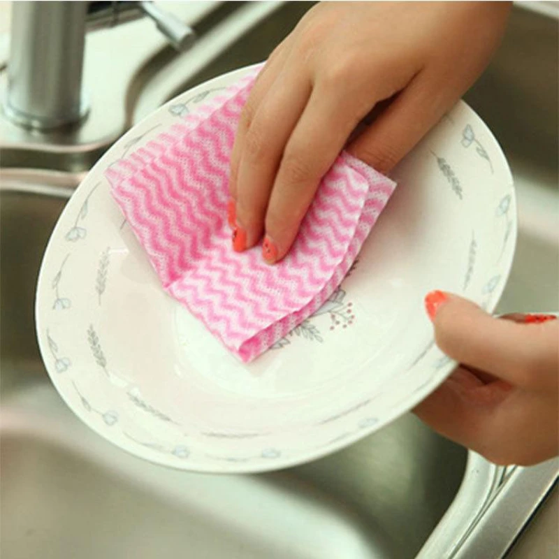 Break Point Non Oily Dry and Wet Dual Use Non-woven Kitchen Towels Cleaning Cloth 1 Roll Glasses Dish Wipe