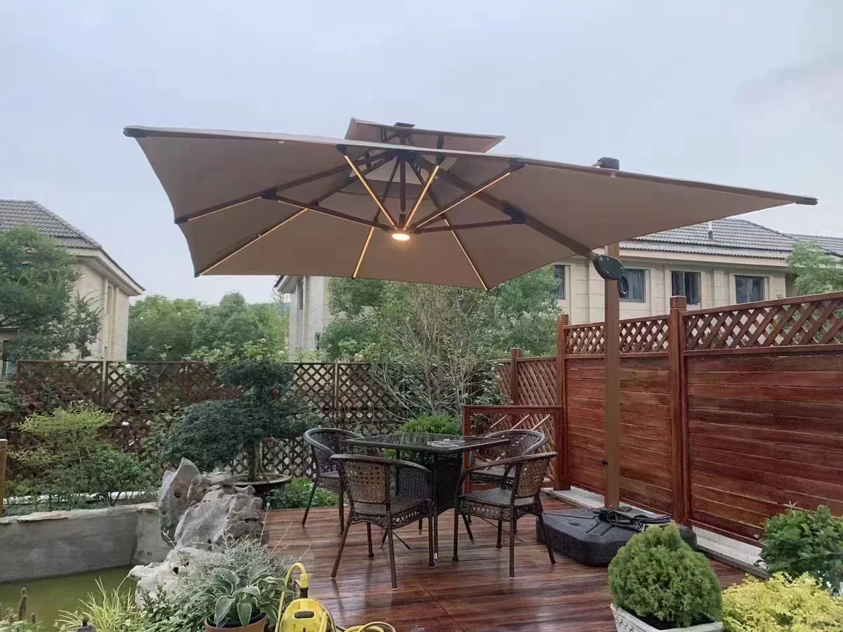 Cantilever Garden Custom Wholesale Parasol Large Patio Outdoor Umbrellas Led  For Big Patios With Stand