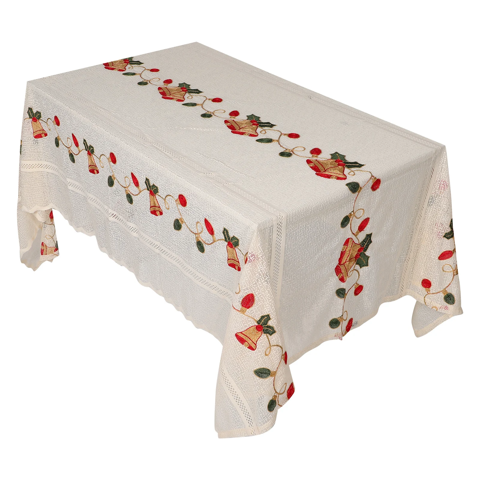 

Elegant Christmas Tablecloth Washable Reusable for Dining Tables Holiday Gatherings Festive Decorations Applique Table Runner